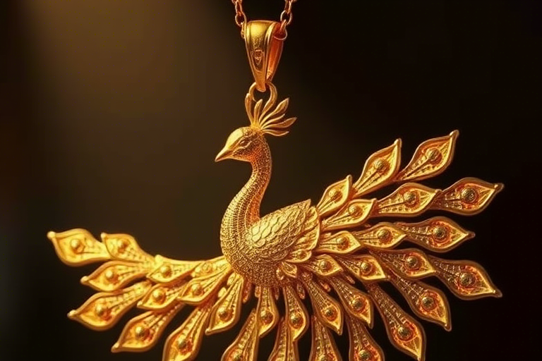 黄金孔雀吊坠图片大全